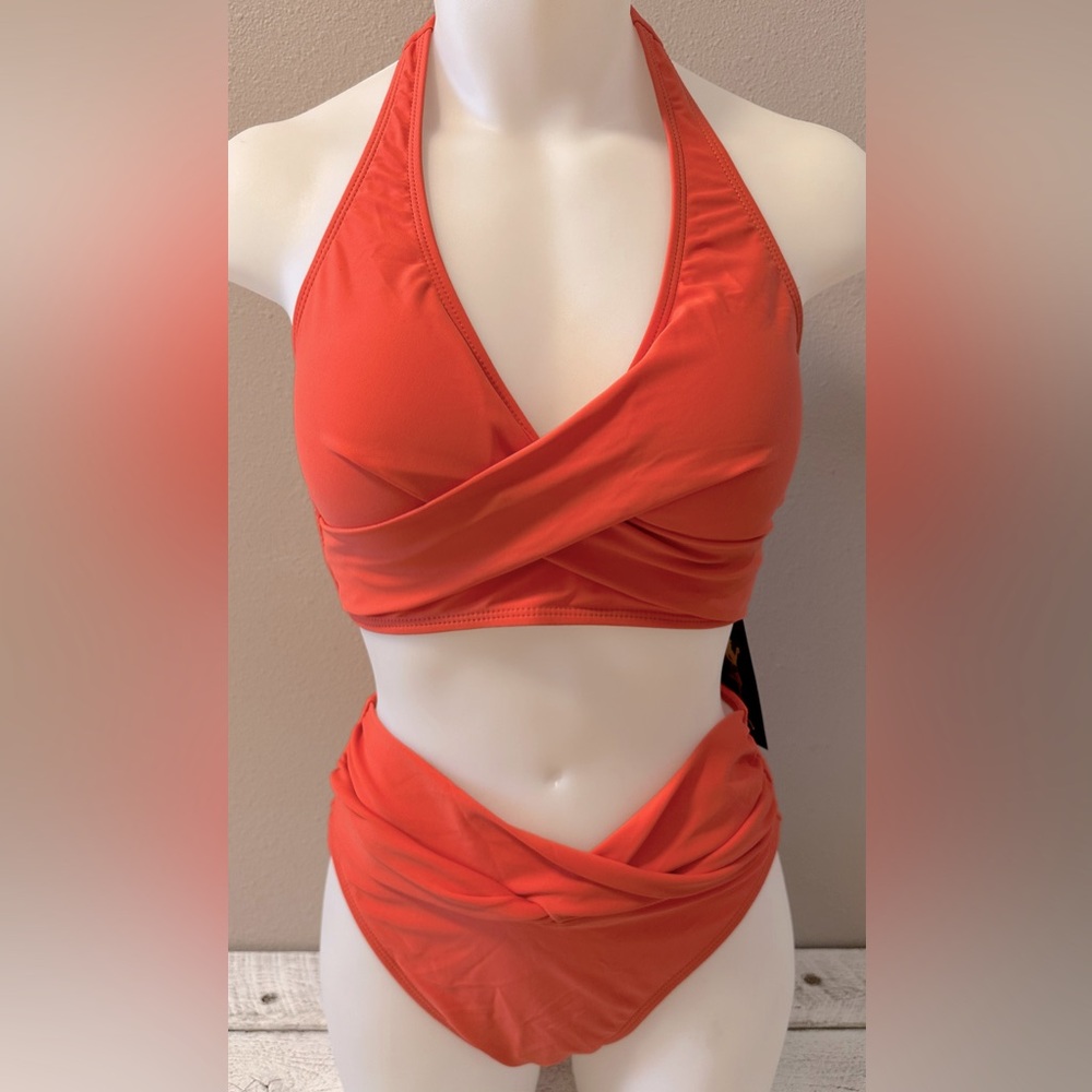 Halter Top with High-Waist Bottoms 2-piece Swim Suit - NWT